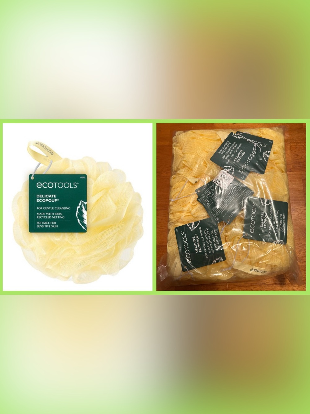 EcoTools Delicate EcoPouf Bath Sponge / Bundle of 6 / yellow